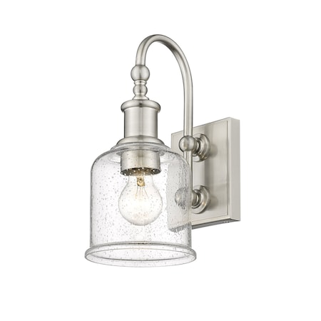 Z-Lite Bryant 1 Light Wall Sconce, Brushed Nickel And Clear Seedy 734-1S-BN